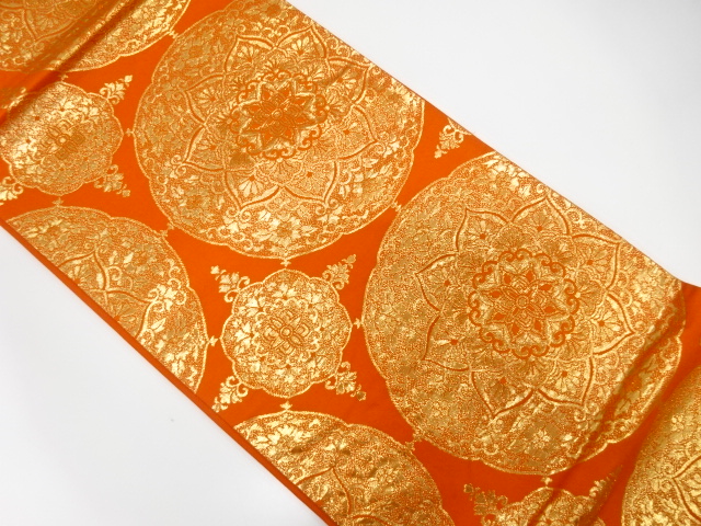 華文模様織出し袋帯